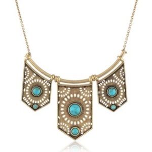 Gold and Turquoise Pendant Necklace